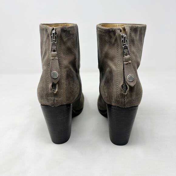 [Rag & Bone] Distressed Brown Newbury Leather Chunky Heel Ankle Boots Sz US 9.5 - Picture 6 of 12